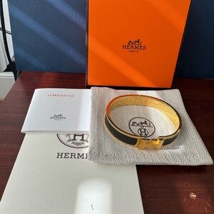 Hermes Le Bracelet Clic Black and Gold